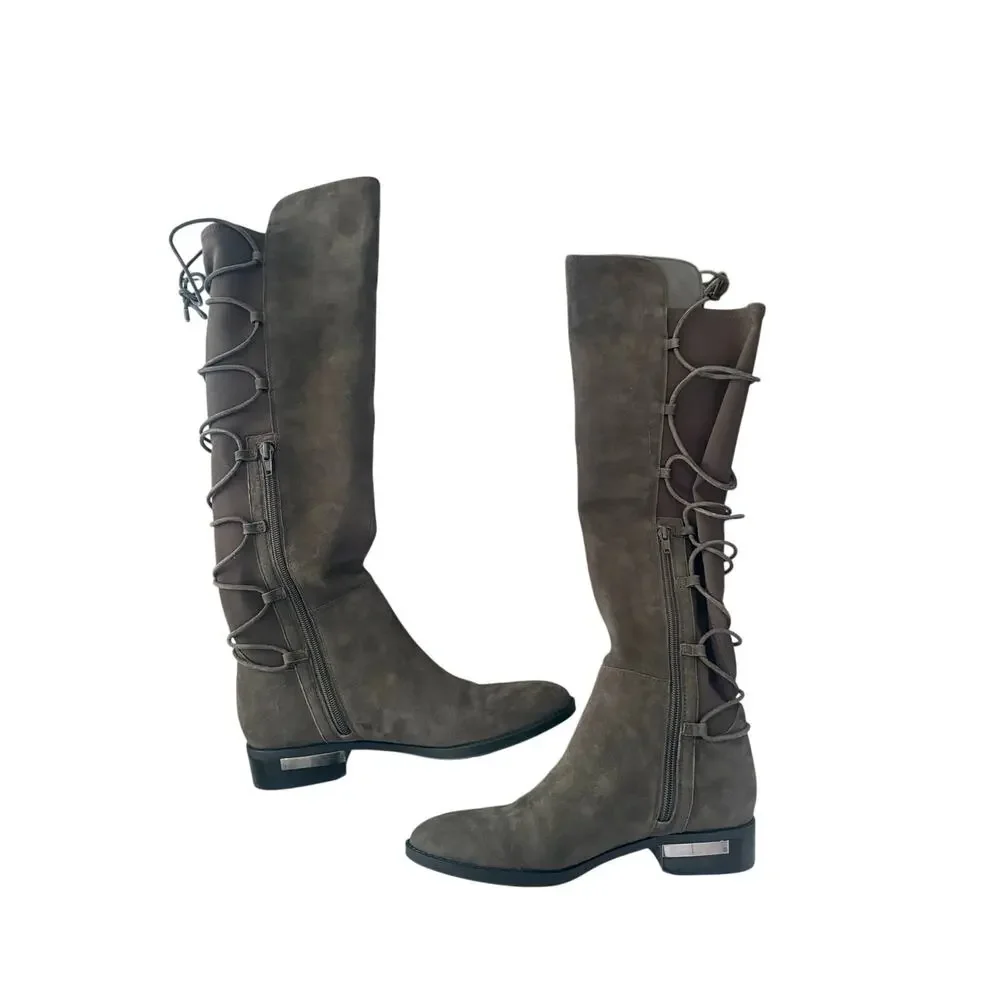 Vince Camuto parle Suede Lace Detail Stretch Block Heel Over The Knee Boots 8.5